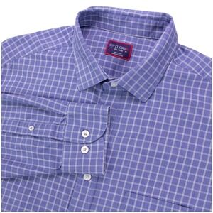 UNTUCKit Bouton Shirt Mens XL Blue Check 100% Cotton LS Button Front